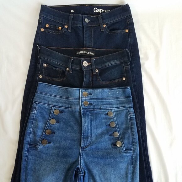 3 Express Gap 1969 Skinny Jeans Jeggings 26" Waist SIZE 00-2  Stretch Jeans Lot - Picture 1 of 16